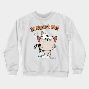 Funny tabby cat got caught stealing ice cream Crewneck Sweatshirt